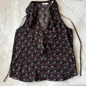 Like new! 🖤 A.L.C Sz 8 Moody Floral Botanical Print V Neck Sleeveless Blouse